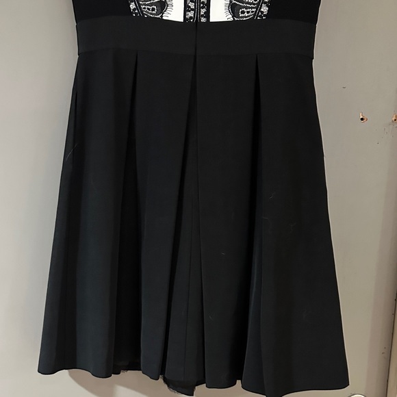 Black White Lace Panel Dress Sleeveless Fit & Flare Mini - Picture 7 of 8